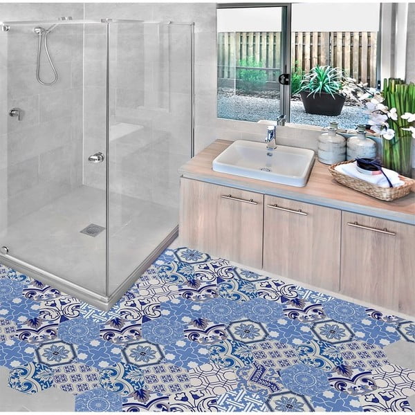 Sada 10 vodoodolných samolepiek na podlahu Ambiance Ursulina, 20 × 18 cm-image-3