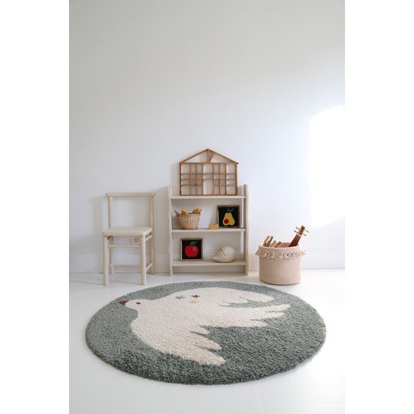 Svetlozelený detský koberec ø120 cm Bohemian Bird Aqua – Nattiot-image-4