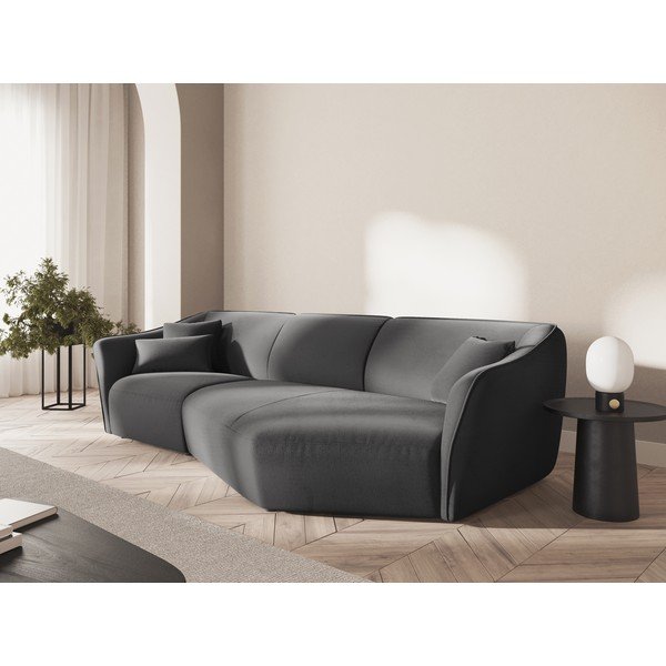 Tmavosivá zamatová rohová pohovka Tokyo – Cosmopolitan Design-image-1