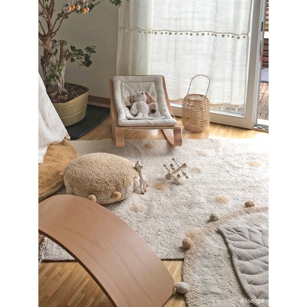 Béžový prateľný ručne tkaný bavlnený detský koberec ø120 cm Bubbly Honey – Lorena Canals-image-4