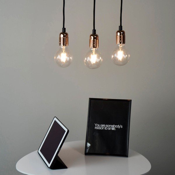 Čierne trojramenné závesné svietidlo s detailmi v medenej farbe Sotto Luce Uno-image-1