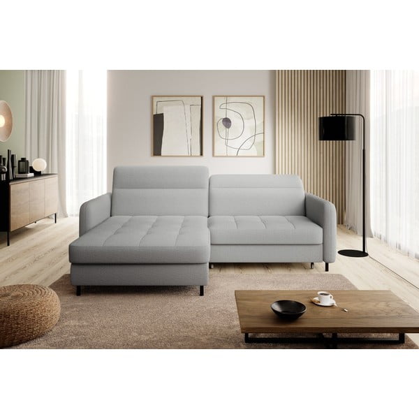 Sivá rozkladacia/s úložným priestorom rohová pohovka z textílie buklé (ľavý roh/s leňoškou) Gomsi – ELTAP-image-3