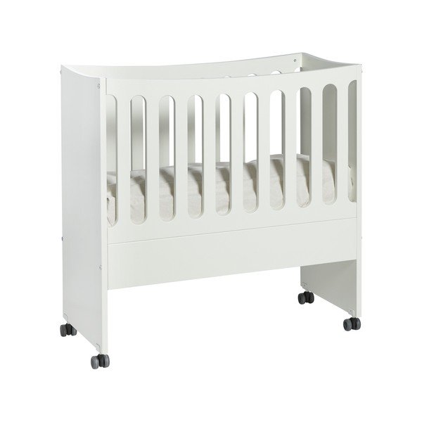 Biela detská postieľka na kolieskach s odnímateľnou postrannou peľasťou Manis-h, 89 x 44 cm-image-2