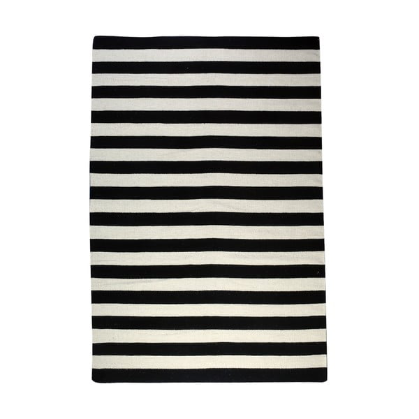 Vlnený koberec Geometry Stripes Black & White, 160x230 cm