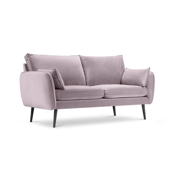 Svetloružová zamatová pohovka s čiernymi nohami Kooko Home Lento, 158 cm-image-2