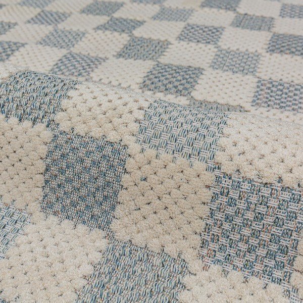 Modrý prateľný behúň s prímesou bavlny 80x230 cm Muted Checkerboard – Flair Rugs-image-4