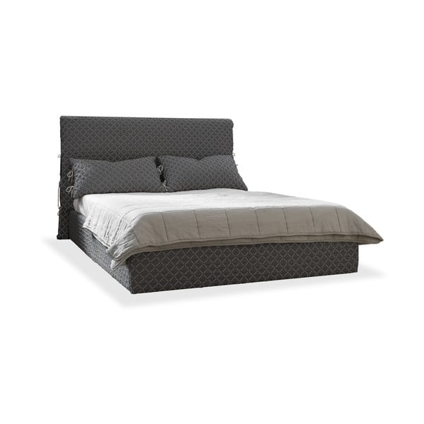 Sivá čalúnená dvojlôžková posteľ s úložným priestorom s roštom 180x200 cm Sleepy Luna – Miuform