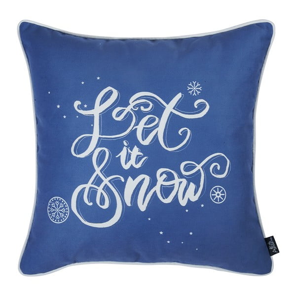Modrá obliečka na vankúš s vianočným motívom Apolena Honey Let It Snow, 45 × 45 cm