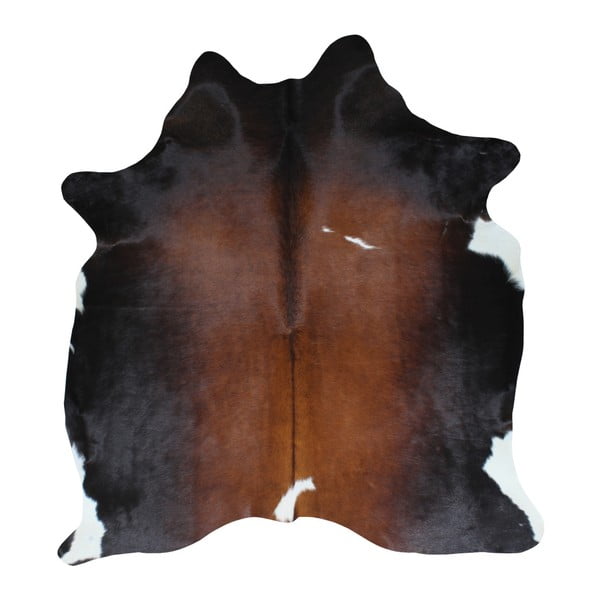 Čierno-hnedý koberec z hovädzej kože, 195 x 160 cm

