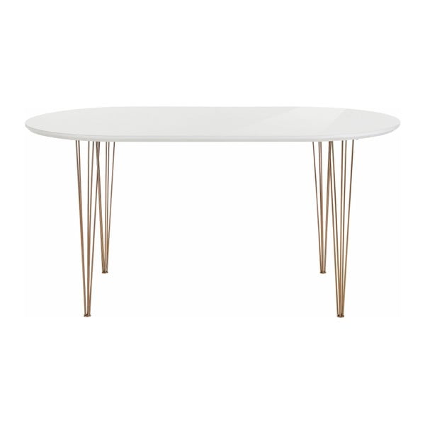 Biely stôl vo vysokom lesku Støraa Ermelo, dĺžka 160 cm