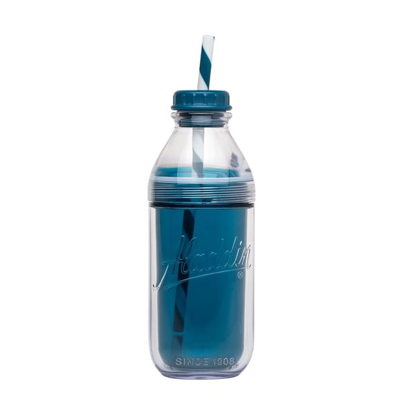 Fľaša na vodu Alladin so slamkou 470 ml, petrolejová