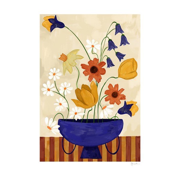 Plagát 30x40 cm Colourful Bunch in Blue Vase – Frankie Penwill – The Poster Club