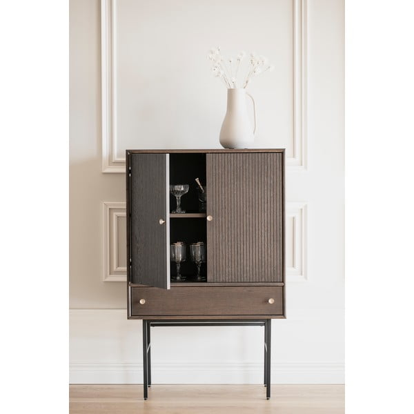 Hnedá komoda s dubovou dýhou Rowico Clearbrook, šírka 79 cm-image-4