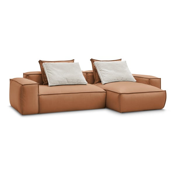 Hnedá rohová pohovka z imitácie kože (variabilná) Boheme – Bobochic Paris-image-3