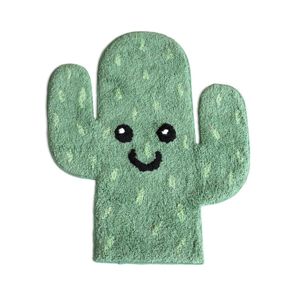 Zelená bavlnená kúpeľňová predložka Mr. Fox Happy Cactus, 55 x 62 cm