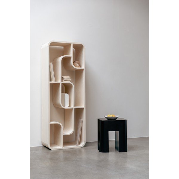 Krémová knižnica z dubového dreva 60x160x35 cm Seven – Zuiver-image-1