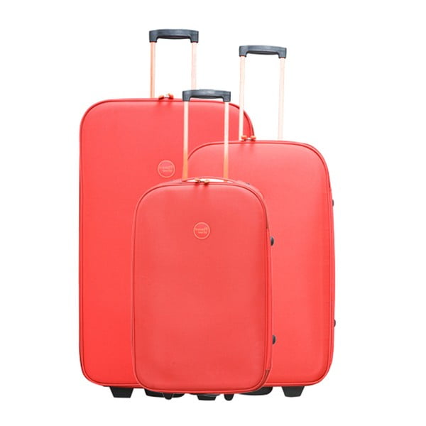 Sada 3 lososovoružových cestovných kufrov na kolieskach Travel World Let's Go