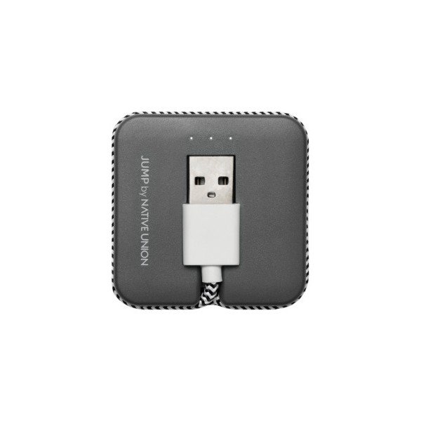 Sivá powerbanka s nabíjacím Micro USB káblom Native Union Jump Cable, dĺžka 45 cm-image-1