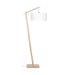 Stojacia lampa s bielym tienidlom a konštrukciou z bambusu Good&Mojo Andes