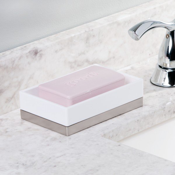 Biela nádoba na mydlo iDesign Clarity, 13 x 8 cm-image-1