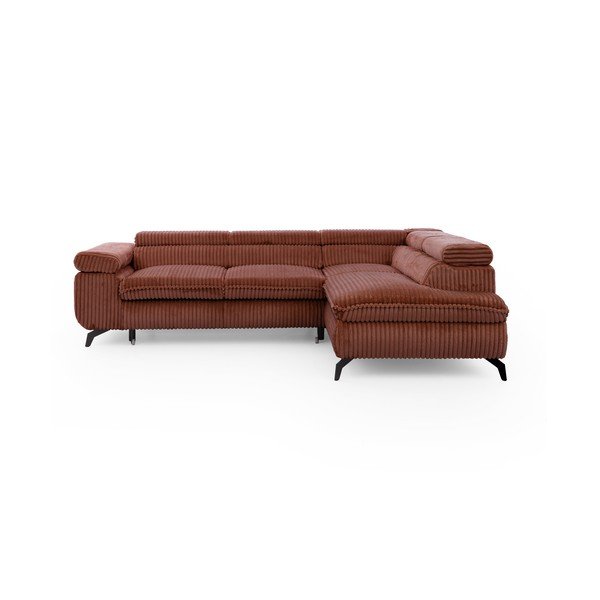 Menčestrová rohová pohovka v terakotovej farbe (pravý roh/do L) Marbeya  – Ropez