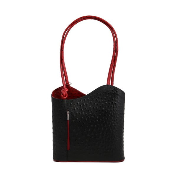 Čierno-červená kabelka z pravej kože GIANRO' Straight