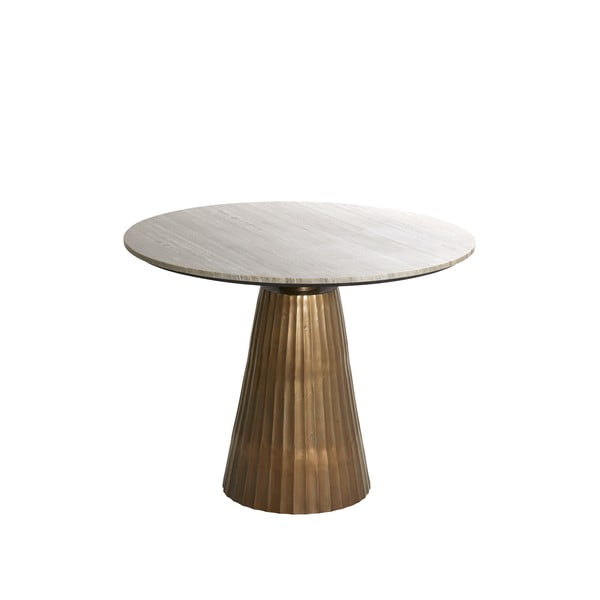 Okrúhly jedálenský stôl v bronzovej a prírodnej farbe s doskou v dekore mramoru ø 100 cm Rianne – Light & Living-image-2