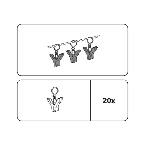 Kovové žabky na záclony v súprave 20 ks - Gardinia-image-1