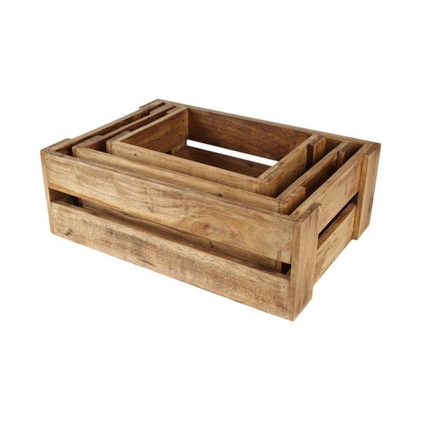 Sada 3 úložných boxov z dreva T&G Woodware Rustic