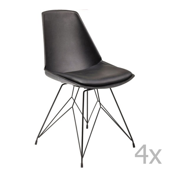 Sada 4 čiernych stoličiek Kare Design Wire Black