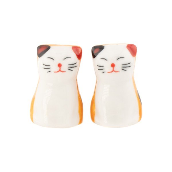 Biela/oranžová podložka na paličky 2 ks z porcelánu pre 5 osôb Cat – Sass & Belle-image-2