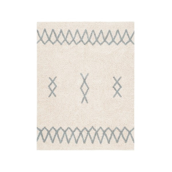 Modrý krémový prateľný ručne tkaný bavlnený koberec 120x160 cm Atlas Natural – Lorena Canals