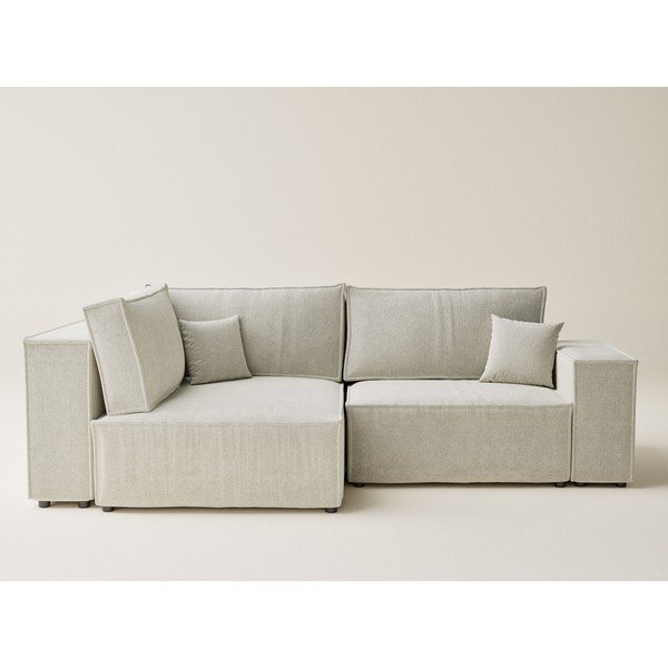 Krémová ženilková rozkladacia/s úložným priestorom rohová pohovka (ľavý roh/do L) Tonga – Maison de Rêve-image-2