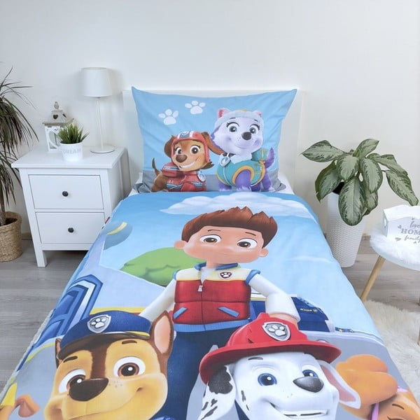 Modré bavlnené detské obliečky na jednolôžko 140x200 cm Paw Patrol – Jerry Fabrics-image-3