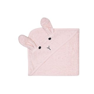 Ružový bavlnený detský uterák s kapucňou Kindsgut Rabbit