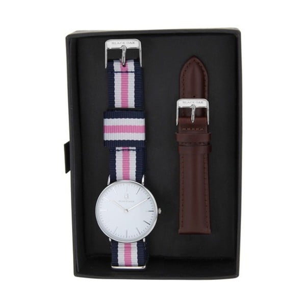 Set dámskych hodiniek Black Oak Stripe White s vymeniteľnými remienkami