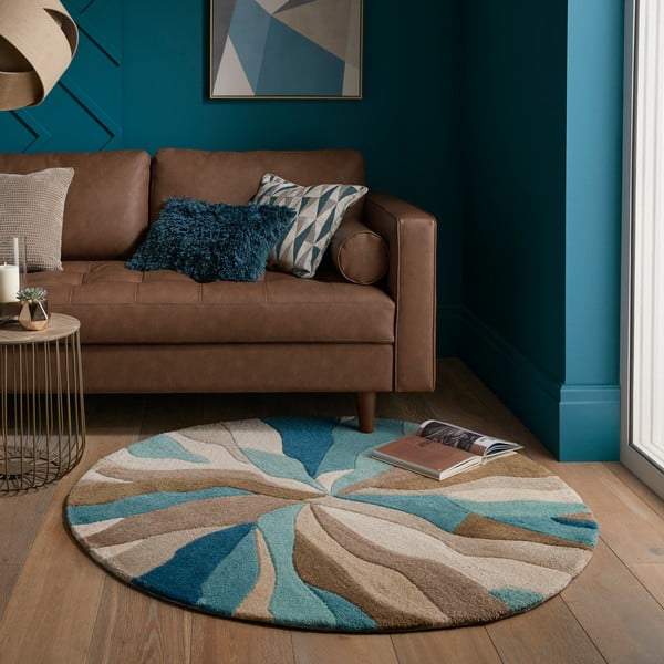 Tyrkysovomodrý okrúhly koberec ø 133 cm Zest Infinite - Flair Rugs-image-1
