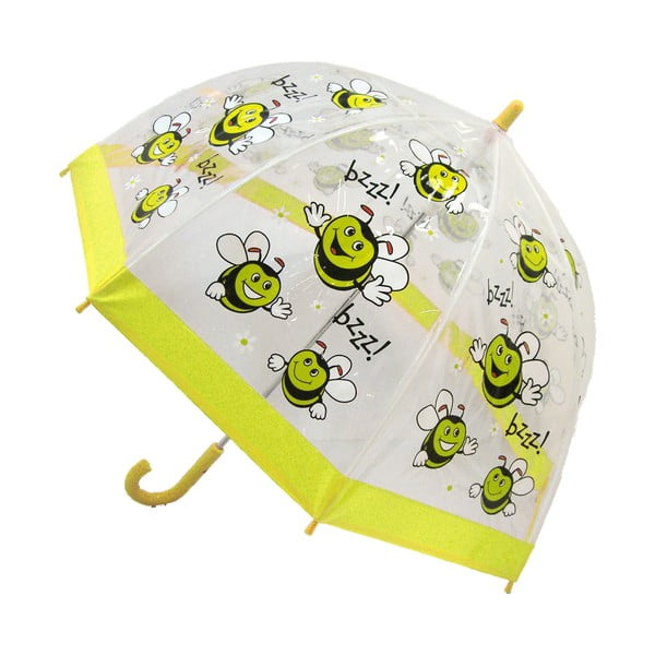 Detský transparentný dáždnik so žltými detailmi Birdcage Bee Bee, ⌀ 70 cm