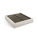 Krémová čalúnená dvojlôžková posteľ s úložným priestorom s roštom 160x200 cm Simon – Micadoni