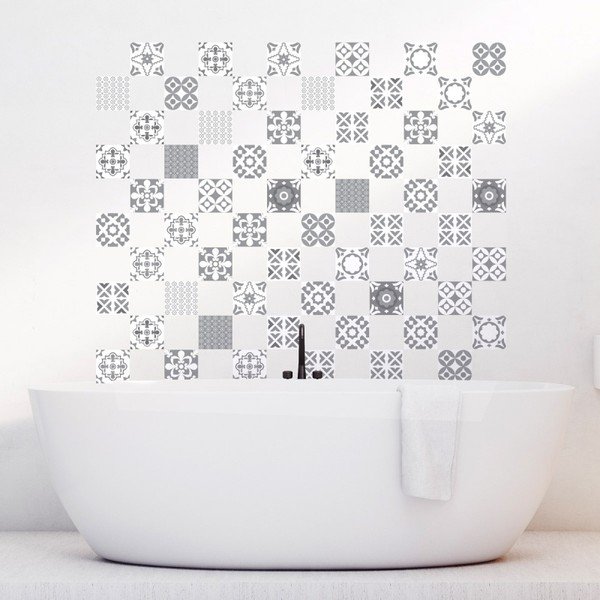 Sada 60 nástenných samolepiek Ambiance Wall Decal Tiles Artistic Shade of Grey, 20 × 20 cm-image-3