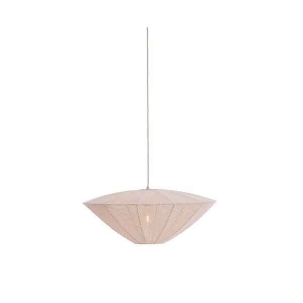 Krémovobiele závesné svietidlo s textilným tienidlom Satilla – Light & Living-image-1
