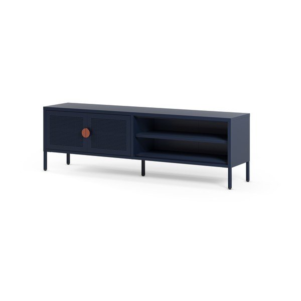 Tmavomodrý kovový TV stolík 160x50x35 cm Sayla – Marckeric-image-3