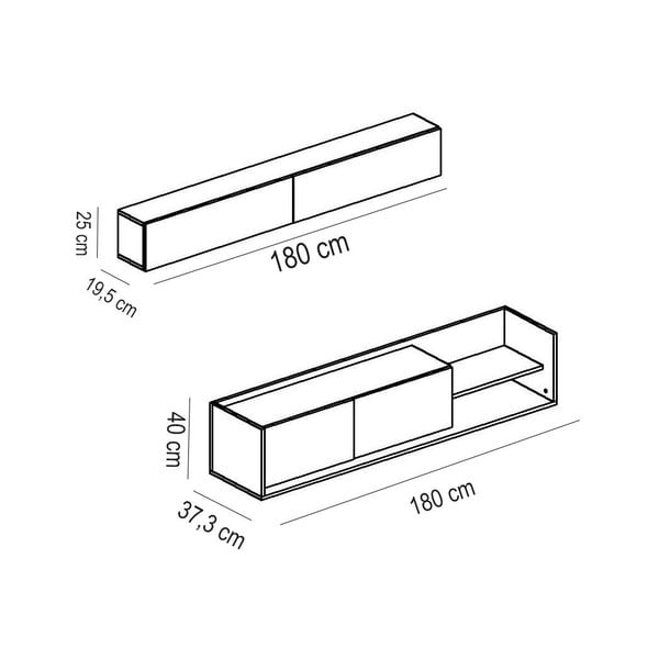 Biela/prírodná TV súprava v dekore exotického dreva 180x40 cm Kale - Kalune Design-image-3