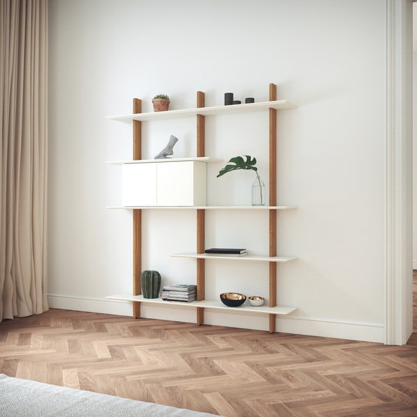 Biely policový diel s konštrukciou z dubového dreva Tenzo Bridge, šírka 162 cm-image-3