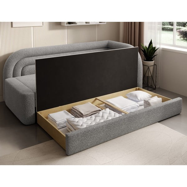 Sivá rozkladacia/s úložným priestorom pohovka z textílie buklé pravý roh 223 cm Fabillo – ELTAP-image-4