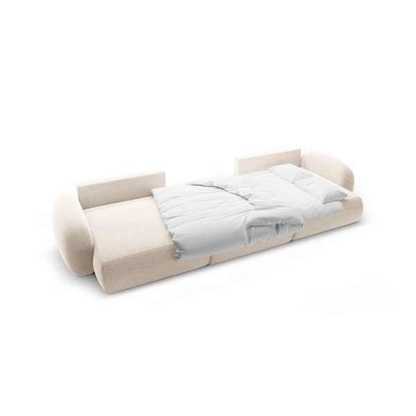 Krémovobiela ženilková rozkladacia/s úložným priestorom rohová pohovka (do tvaru "U") Tonale – Cosmopolitan Design-image-3