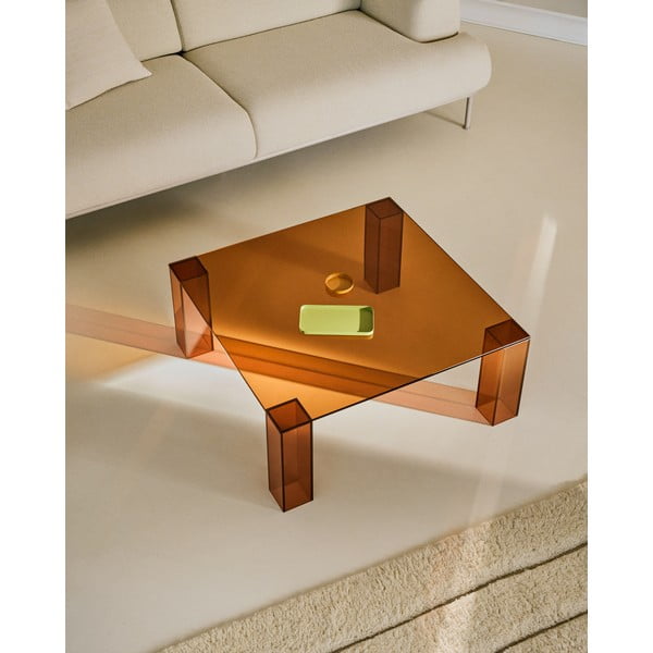 Hnedý sklenený konferenčný stolík 85x85 cm Adularia – Kave Home-image-1
