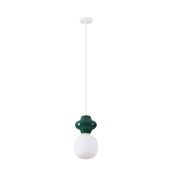 Biele/v petrolejovej farbe keramické závesné svietidlo so skleneným tienidlom ø 18 cm Clio – Nova Luce