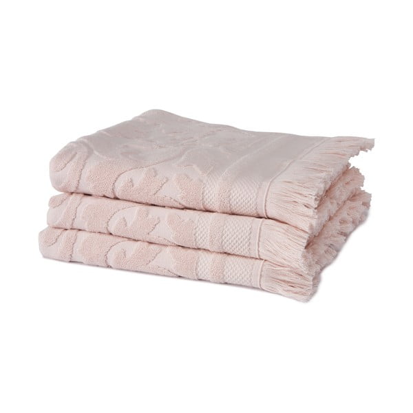 Sada 3 ružových uterákov z organickej bavlny Seahorse, 60 × 110 cm