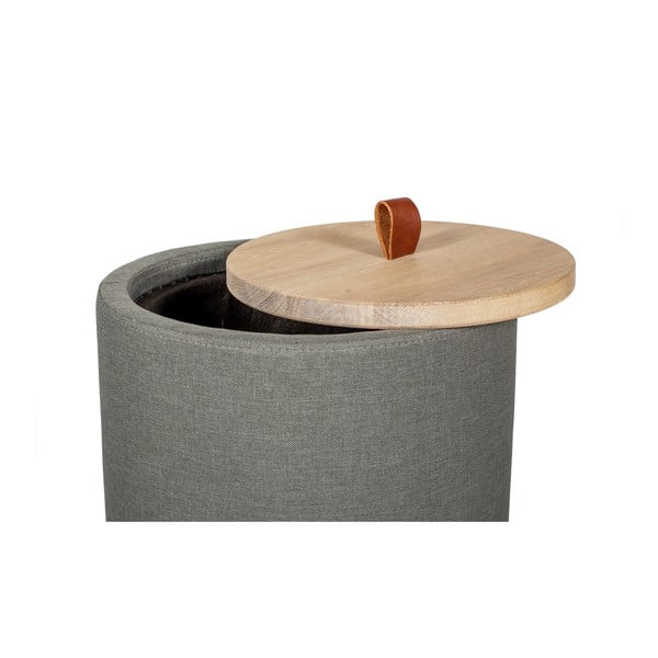 Odkladací stolík v zelenosivej farbe s odnímateľnou doskou z dubového dreva Askala Ibisco, ⌀ 36 cm-image-2